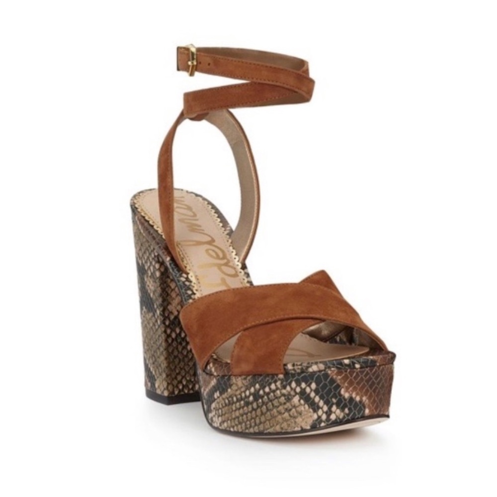 Sam Edelman Suede & Snakeskin Block Heels Size 8